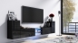 Preview: Tv Lowboard Galaxy Schwarz Hochglanz/Schwarz MDF Design Board HiFi Tisch Beleuchtung Modern Wohnwand  Schrank Möbel