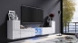 Preview: Tv Lowboard Galaxy Weiß Hochglanz/Weiß MDF Design Board HiFi Tisch Beleuchtung Modern Wohnwand  Schrank Möbel