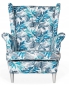 Preview: Ohrensessel M 118 mit Hocker Wohnzimmersessel  Blumenmuster