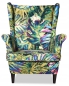 Preview: Ohrensessel M 120 mit Hocker Wohnzimmersessel  Blumenmuster