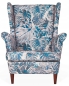 Preview: Ohrensessel M 123 mit Hocker Wohnzimmersessel Blumenmuster