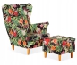 Preview: Ohrensessel M 133 mit Hocker Wohnzimmersessel  Blumenmuster Tropenblumen