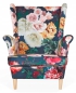 Preview: Ohrensessel M 135 mit Hocker Wohnzimmersessel  Blumenmuster