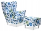 Preview: Ohrensessel M 67 mit Hocker Wohnzimmersessel  Blumenmuster