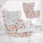 Preview: Ohrensessel ARI M 68 / MIKRO 31  Wohnzimmersessel Blumenmuster Sessel Kissen, ohne Hocker mit Knopfheftung