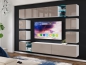 Preview: Wohnwand Maxi 255 Cappuccino Hochglanz/Weiß Matt  Mediawand Medienwand Design Modern Led Beleuchtung MDF Hochglanz Hängewand Hängeschrank TV Wand Anbauwand