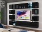 Preview: Wohnwand Maxi 255 Schwarz Hochglanz/Schwarz Matt  Mediawand Medienwand Design Modern Led Beleuchtung MDF Hochglanz Hängewand Hängeschrank TV Wand