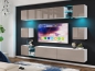 Preview: Wohnwand Midi 255 Cappuccino Hochglanz/Weiß Matt Mediawand Medienwand Design Modern Led Beleuchtung MDF Hochglanz Hängewand Hängeschrank TV Wand