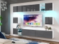 Preview: Wohnwand Midi 255 Grau Hochglanz/Weiß Matt Mediawand Medienwand Design Modern Led Beleuchtung MDF Hochglanz Hängewand Hängeschrank TV Wand