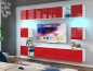 Preview: Wohnwand Midi 255 Rot Hochglanz/Weiß Matt Mediawand Medienwand Design Modern Led Beleuchtung MDF Hochglanz Hängewand Hängeschrank TV Wand