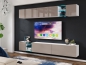 Preview: Wohnwand Mini 255 Cappuccino Hochglanz/Weiß Matt Mediawand Medienwand Design Modern Led Beleuchtung MDF Hochglanz Hängewand Hängeschrank TV Wand