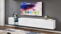 Preview: Tv Lowboard Mini 255 Weiß Hochglanz/Weiß Matt MDF Design Board HiFi Tisch Beleuchtung Modern Wohnwand  Schrank Möbel