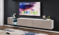 Preview: Tv Lowboard Mini 255 Cappuccino Hochglanz/Weiß Matt MDF Design Board HiFi Tisch Beleuchtung Modern Wohnwand  Schrank Möbel