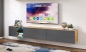 Preview: Tv Lowboard Mini 255 Grau Hochglanz/Eiche Gold Craft Matt MDF Design Board HiFi Tisch Beleuchtung Modern Wohnwand  Schrank Möbel