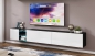 Preview: Tv Lowboard Mini 255 Weiß Hochglanz/Schwarz MDF Design Board HiFi Tisch Beleuchtung Modern Wohnwand  Schrank Möbel