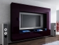 Preview: Wohnwand Cinema Aubergine Hochglanz/Schwarz Mediawand Medienwand Design Modern Led Beleuchtung MDF Hochglanz Hängewand Hängeschrank TV Wand