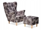 Preview: Ohrensessel Panthera 1 mit Hocker Wohnzimmersessel Animal