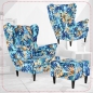 Preview: Ohrensessel Poly 10 mit Hocker Wohnzimmersessel  Blumenmuster