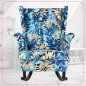 Preview: Schaukelsessel ARI Poly 10 Ohrensessel  Wohnzimmersessel  Blumenmuster Blau