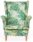 Preview: Ohrensessel POLY 5 mit Hocker Wohnzimmersessel  Blumenmuster
