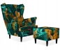 Preview: Ohrensessel POLY 7 mit Hocker Wohnzimmersessel  Blumenmuster