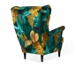 Preview: Ohrensessel POLY 7 mit Hocker Wohnzimmersessel  Blumenmuster