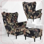 Preview: Ohrensessel Poly 8 mit Hocker Wohnzimmersessel  Blumenmuster