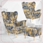Preview: Ohrensessel Poly 9 mit Hocker Wohnzimmersessel  Blumenmuster