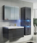 Preview: Badmöbel-Set Prestige 1 Grau Hochglanz Lackiert KERAMIK Waschbecken Badezimmer Led Beleuchtung Badezimmermöbel Lack Spiegelschrank