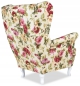 Preview: Ohrensessel Rose 01 mit Hocker Wohnzimmersessel  Blumenmuster Rosa geblümt Romantisch