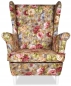 Preview: Ohrensessel ROSE 02 mit Hocker Wohnzimmersessel  Blumenmuster