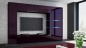 Preview: Wohnwand Shadow Aubergine Hochglanz/Schwarz 285 cm Mediawand Anbauwand Medienwand Design Modern Led Beleuchtung MDF Hochglanz Stehend TV Wand