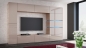 Preview: Wohnwand Shadow Cappuccino Hochglanz/Sonoma 285 cm Mediawand Anbauwand Medienwand Design Modern Led Beleuchtung MDF Hochglanz Stehend TV Wand