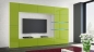 Preview: Wohnwand Shadow Lime Hochglanz/Weiß 285 cm Mediawand Anbauwand Medienwand Design Modern Led Beleuchtung Hochglanz Stehend TV Wand