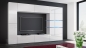 Preview: Wohnwand Shadow Weiß Hochglanz/Weiß 285 cm Mediawand Anbauwand Medienwand Design Modern Led Beleuchtung MDF Hochglanz Stehend TV Wand