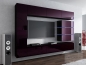 Preview: Wohnwand Shine Aubergine Hochglanz/Schwarz 284 cm Mediawand Medienwand Design Modern Led Beleuchtung MDF Hochglanz Hängewand Hängeschrank TV Wand