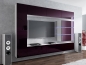 Preview: Wohnwand Shine Aubergine Hochglanz/Weiß 284 cm Mediawand Medienwand Design Modern Led Beleuchtung MDF Hochglanz Hängewand Hängeschrank TV Wand