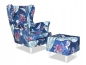 Preview: Ohrensessel SPRING 2 mit Hocker Wohnzimmersessel  Blumenmuster