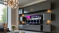 Preview: Wohnwand Swirl Grau Hochglanz/Schwarz 249 cm Mediawand Medienwand Design Modern Led Beleuchtung MDF Hochglanz Hängewand Hängeschrank TV Wand