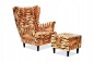 Preview: Ohrensessel Tiger mit Hocker Wohnzimmersessel  Animal