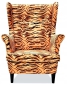 Preview: Ohrensessel Tiger mit Hocker Wohnzimmersessel  Animal
