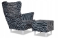 Preview: Ohrensessel ZEBRA mit Hocker Wohnzimmersessel  Animal