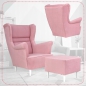 Preview: Ohrensessel Zoja Amore 19 mit Hocker Wohnzimmersessel Pink Hellrosa