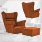 Preview: Ohrensessel Zoja Aura 07 mit Hocker Wohnzimmersessel Braun