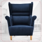 Preview: Ohrensessel Zoja New Velo 109 mit Hocker Wohnzimmersessel Blau Indigoblau