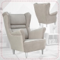 Preview: Ohrensessel Zoja New Velo 202 mit Hocker Wohnzimmersessel Beige