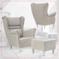 Preview: Ohrensessel Zoja New Velo 202 mit Hocker Wohnzimmersessel Beige