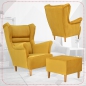 Preview: Ohrensessel Zoja Royal 10 mit Hocker Sessel Wohnzimmersessel Gelb