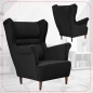 Preview: Ohrensessel Zoja Royal 31 mit Hocker Sessel Wohnzimmersessel Schwarz