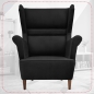 Preview: Ohrensessel Zoja Royal 31 mit Hocker Sessel Wohnzimmersessel Schwarz